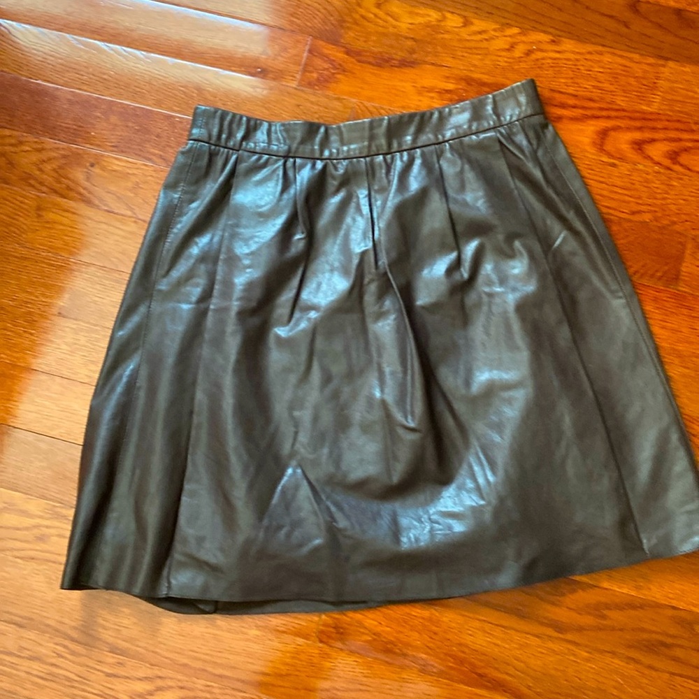 VINCE brown genuine leather skirt XS